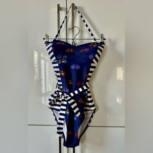 Anthropologie Blue and White Striped Swimsuit
